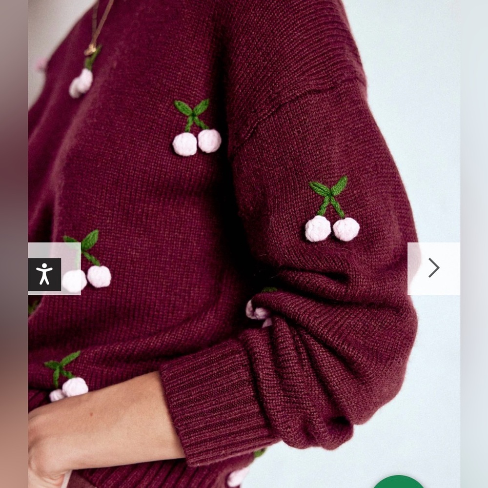 NWT Boden Women’s Natalie Embroidered Sweater Size S Color Cherry Wine New - Picture 3 of 8